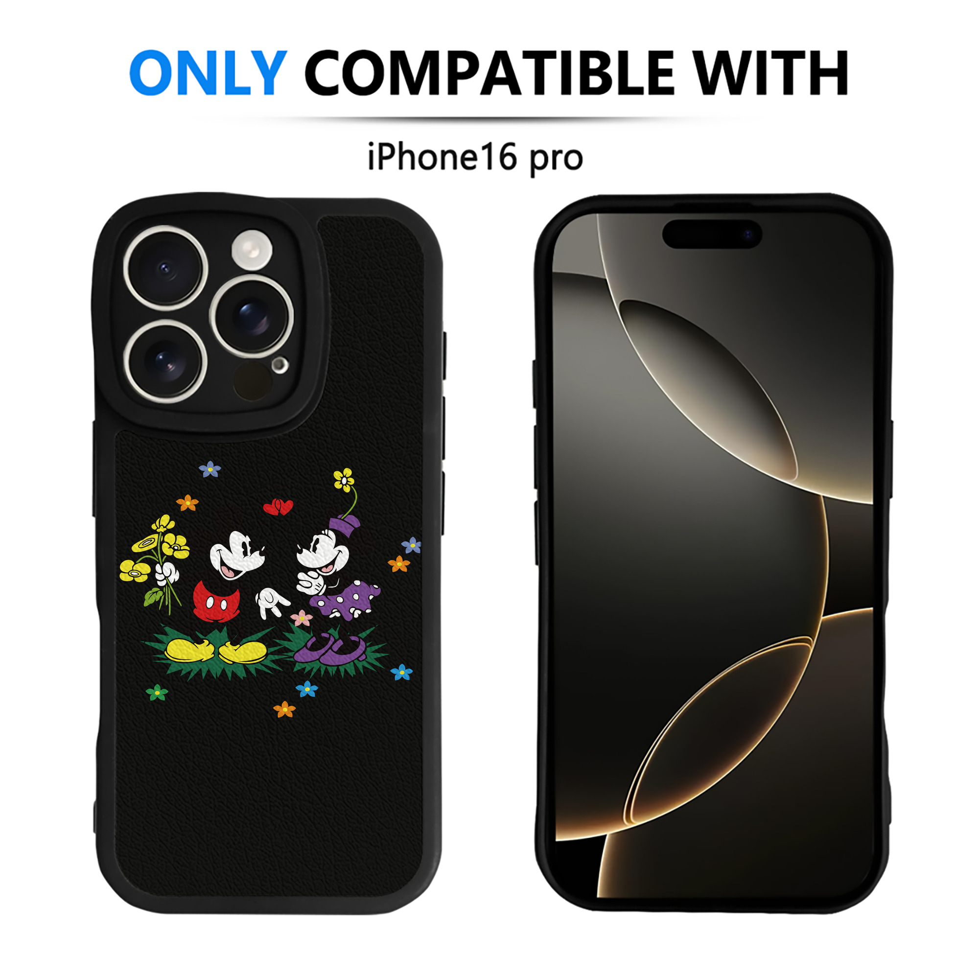 （画像用） ミッキーマウス Mickey Mouse 【iPhone 16シリーズ対応】シリコンスマホケース（レザー調） 材質：シリコン